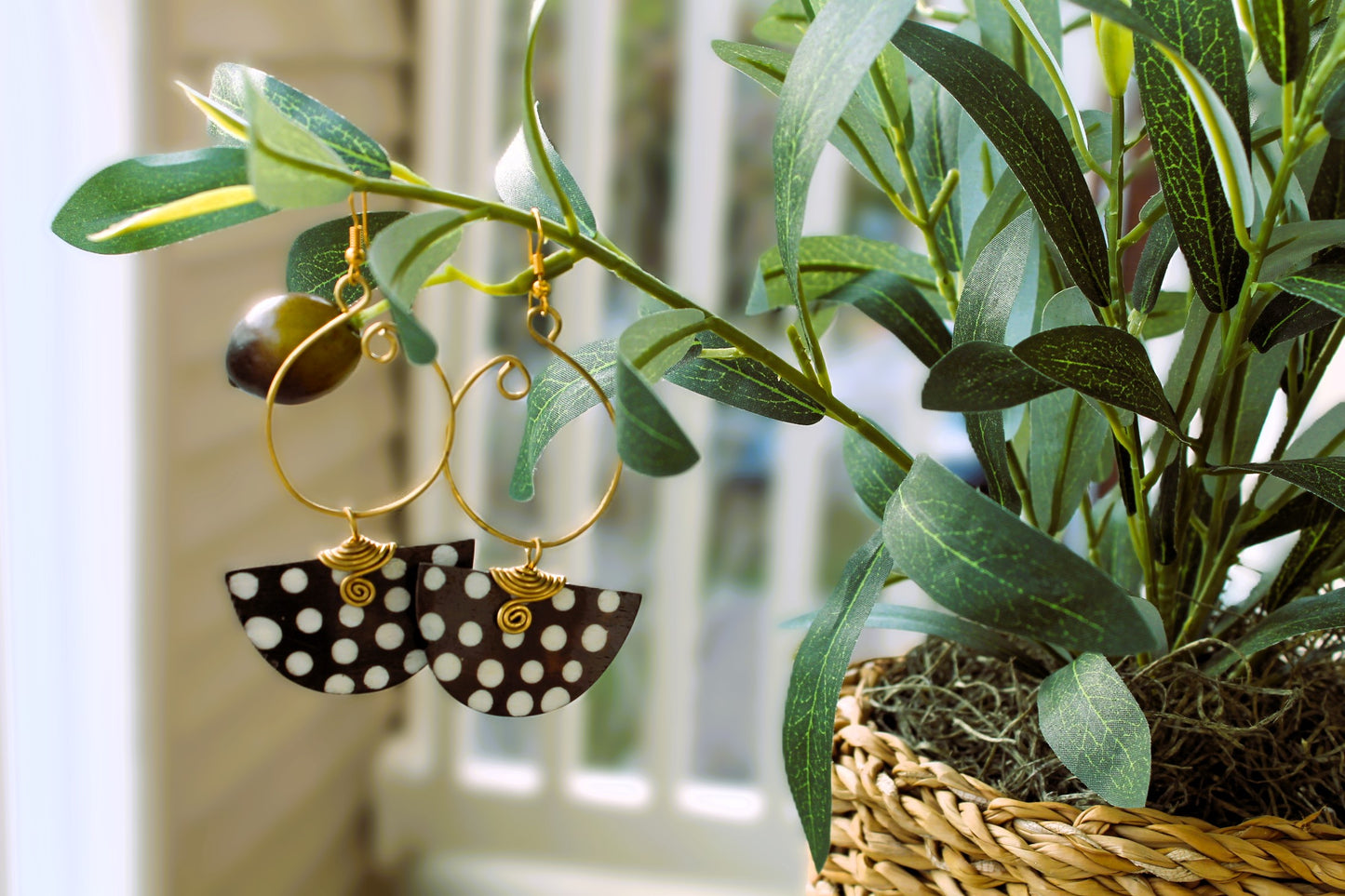 Dotted Moon Tribal Horn Earrings