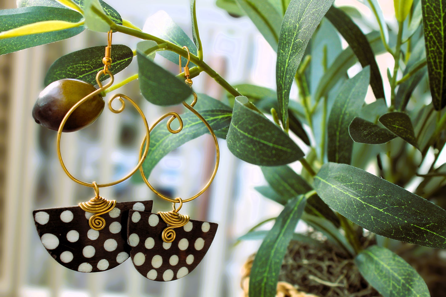 Dotted Moon Tribal Horn Earrings