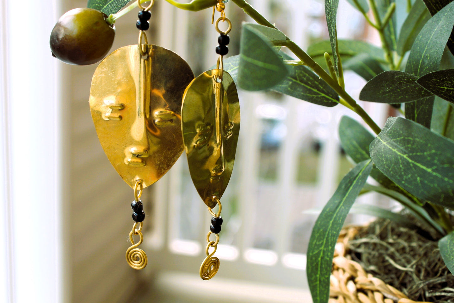 Brass Face Earrings