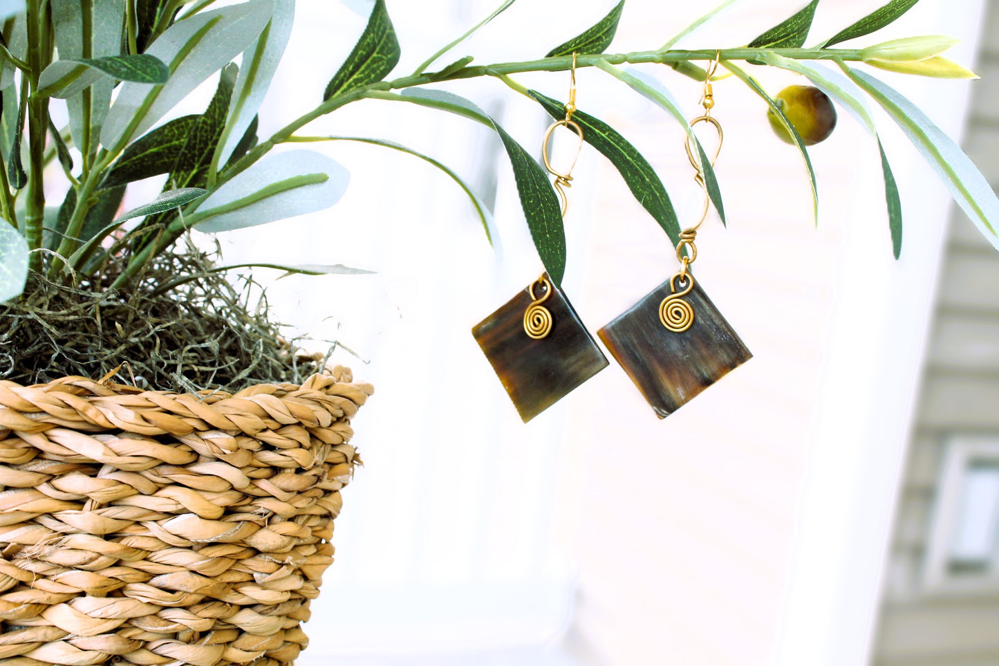 Square Horn Earrings Tribal