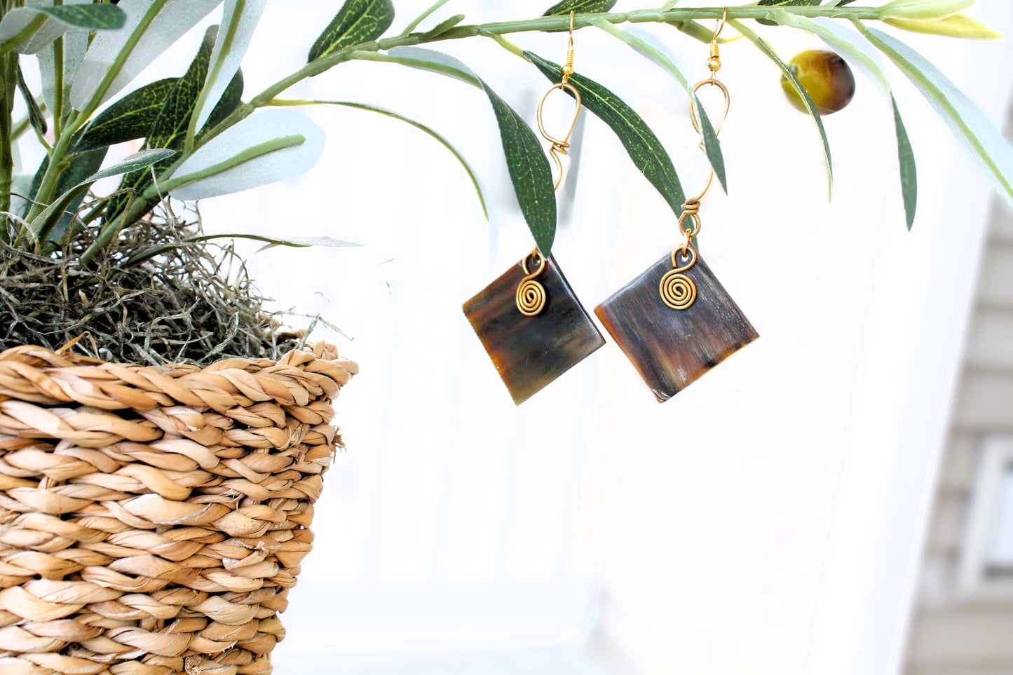 Square Horn Earrings Tribal