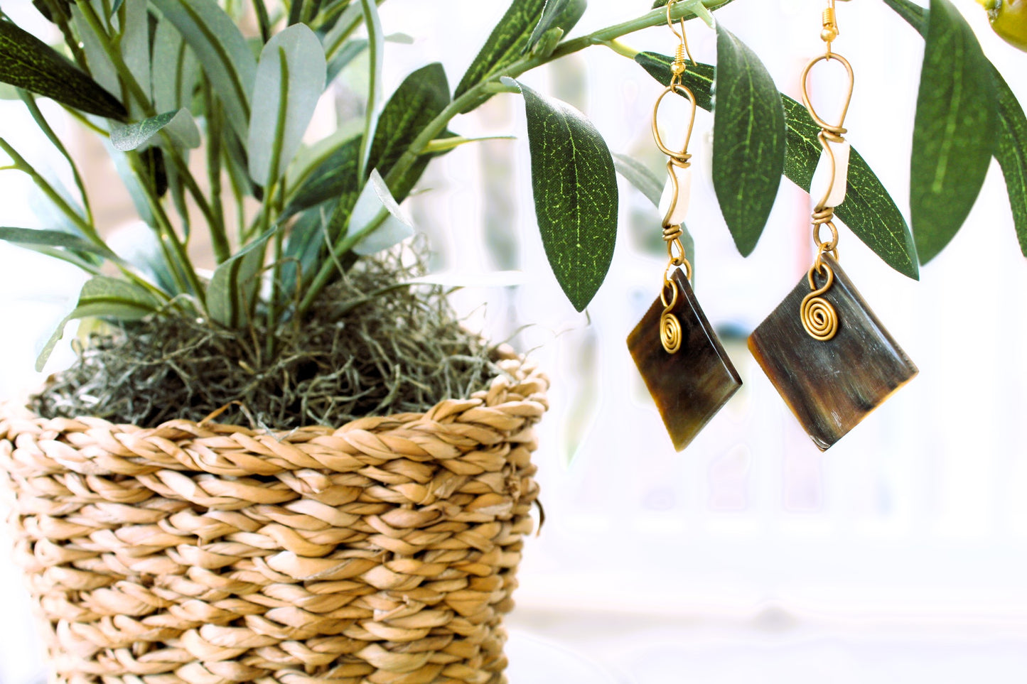 Square Horn Earrings Tribal