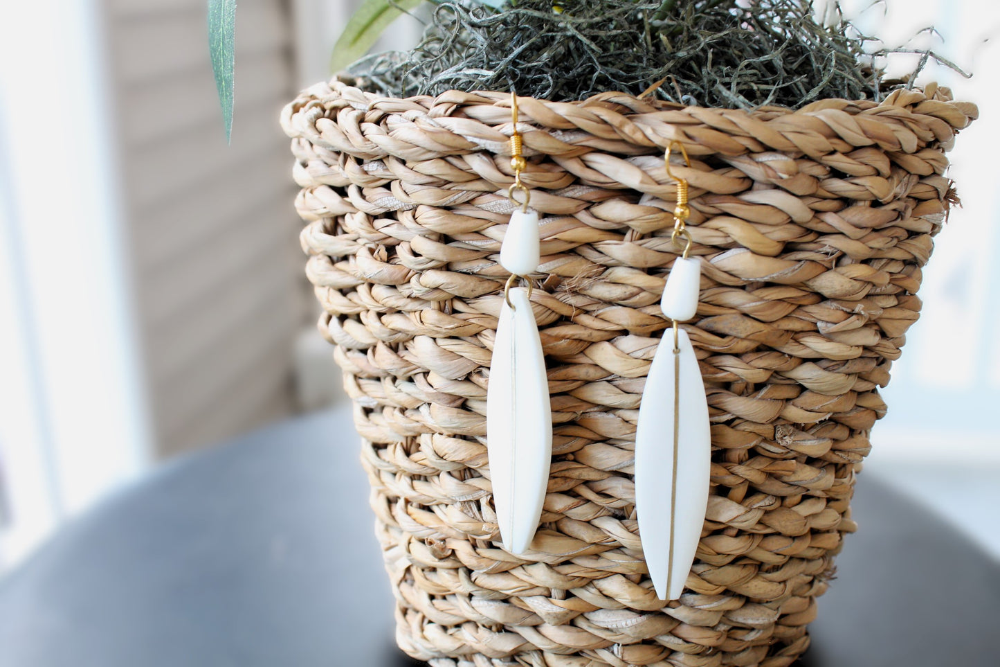 African Ivory Ethnic Earrings