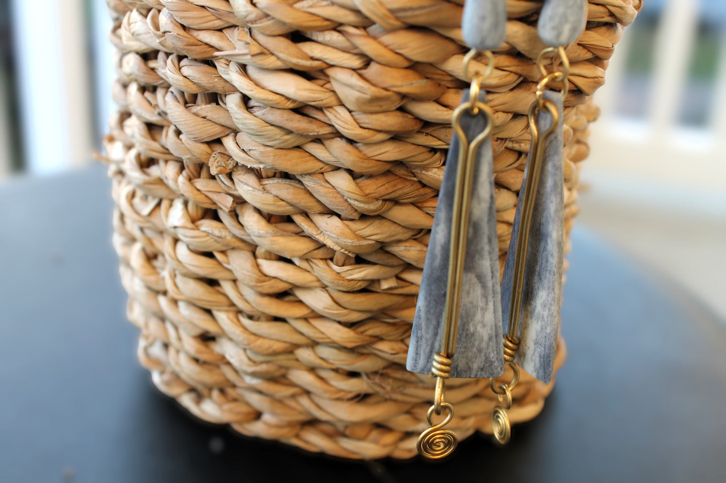 African Kengele Gray Bone Earrings