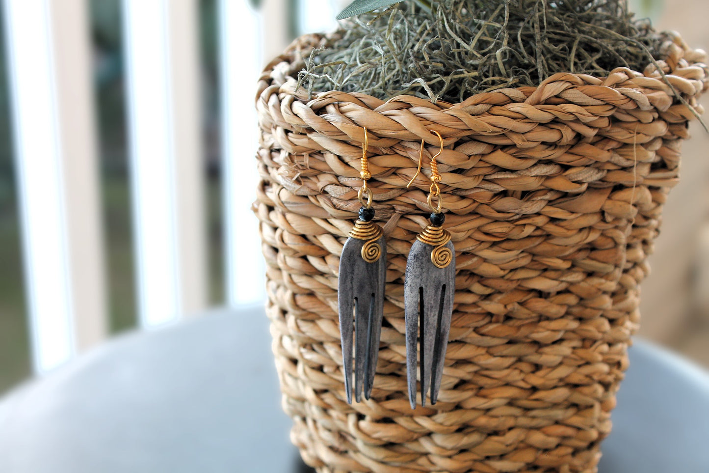 Tribal Handmade 3 pronged Afro Pick Earrings