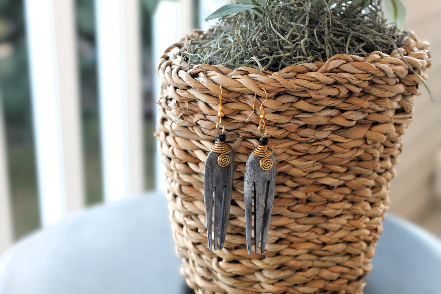 Tribal Handmade 3 pronged Afro Pick Earrings