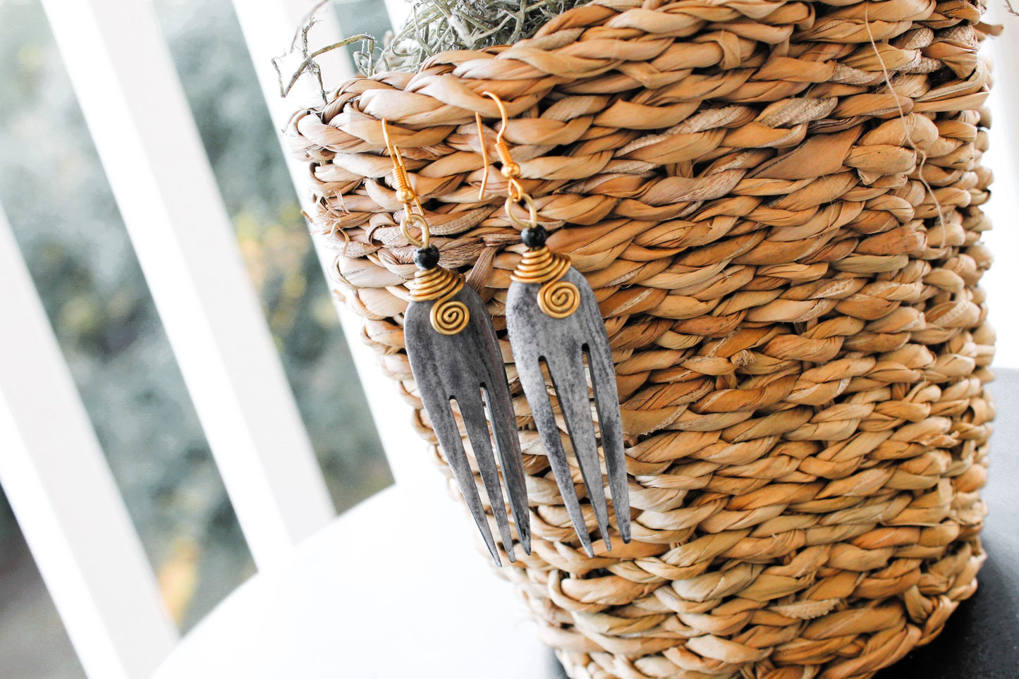 Tribal Handmade 3 pronged Afro Pick Earrings