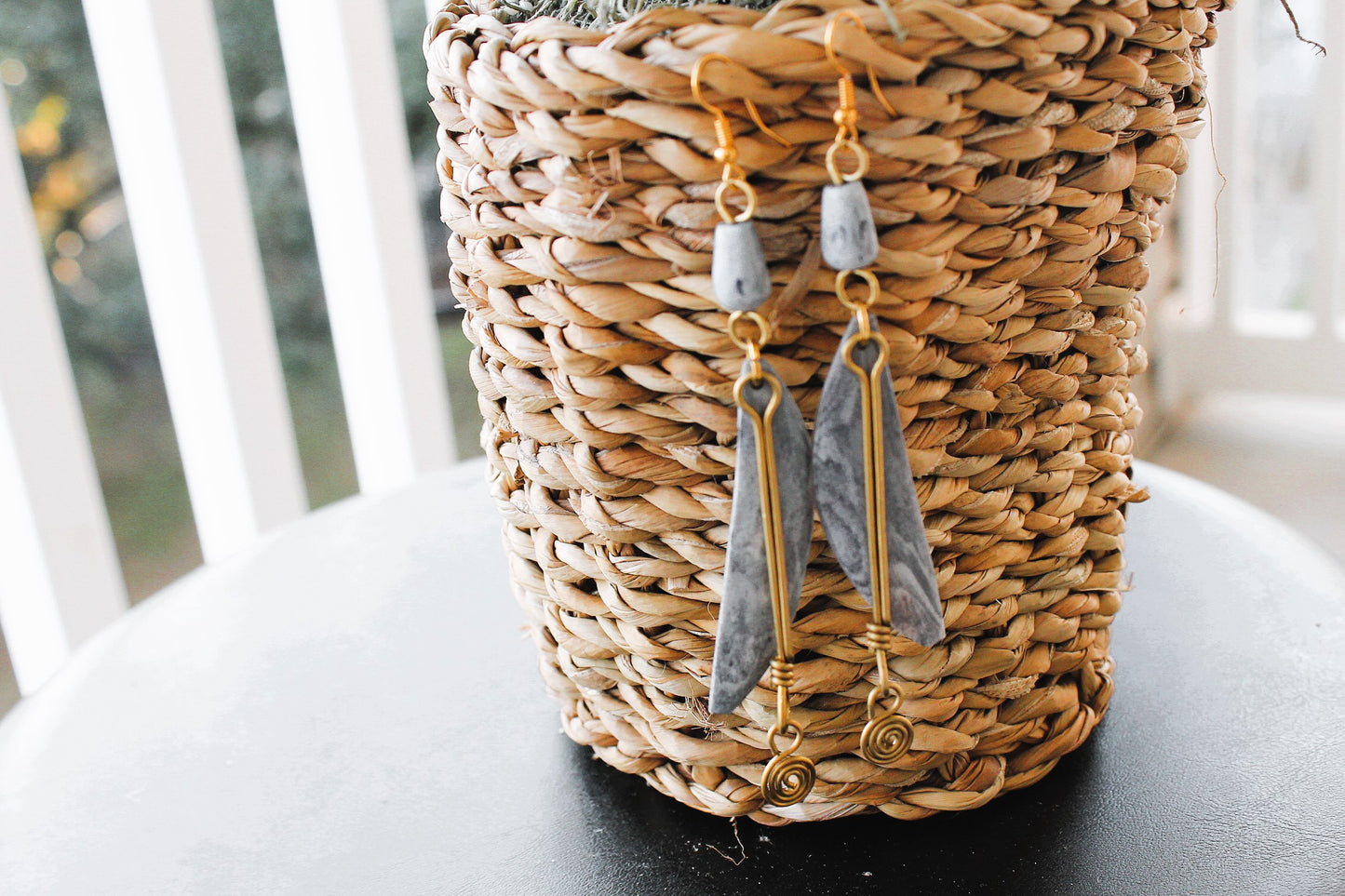African Gray Handmade Earrings