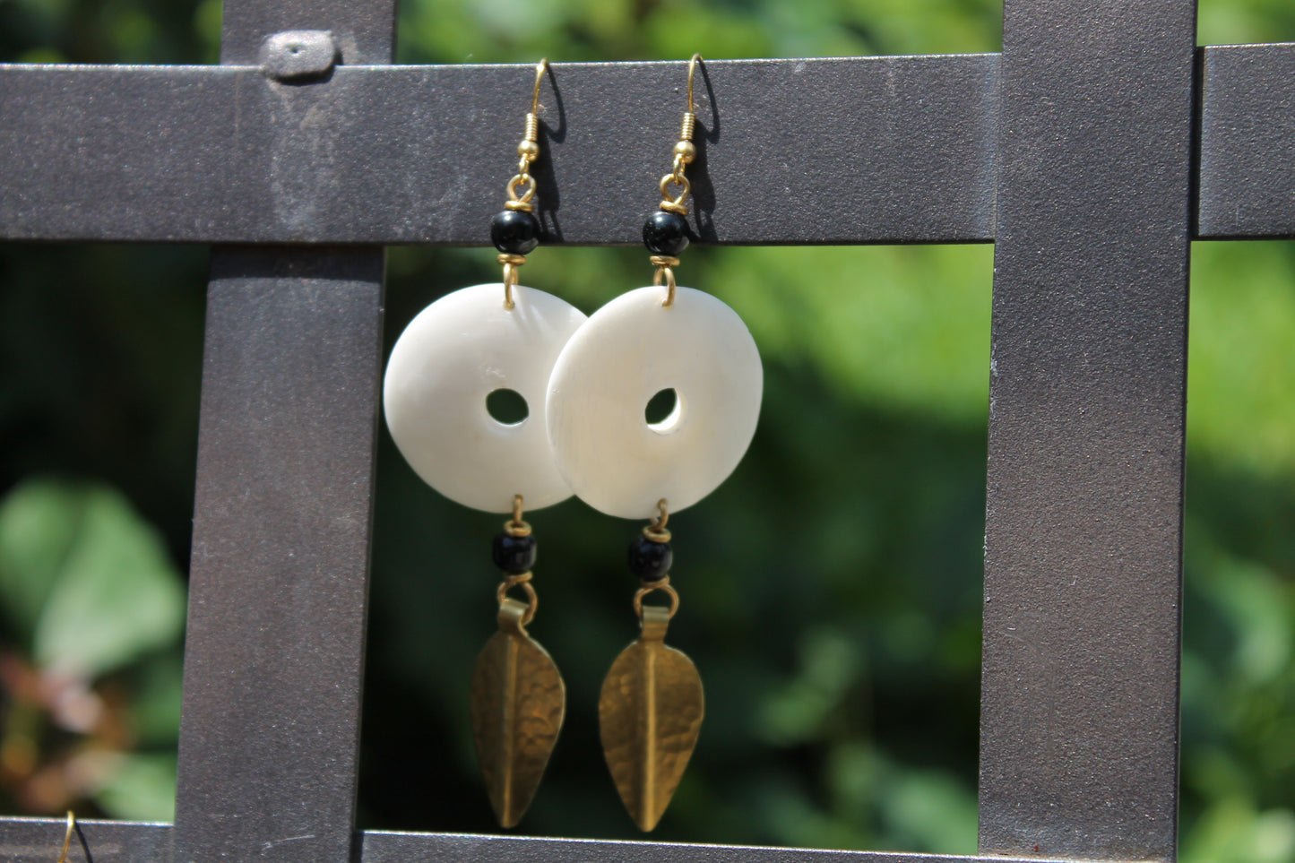 Ivory Doughnut shape Handmade Earrings