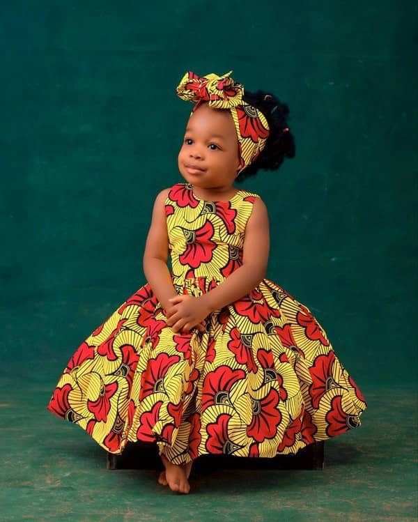 Yellow African Print Dress For Girls