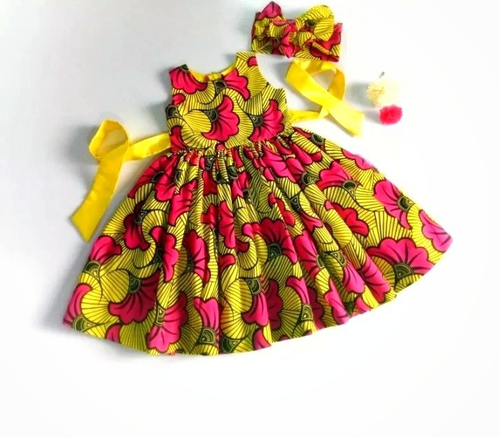 Yellow African Print Dress For Girls