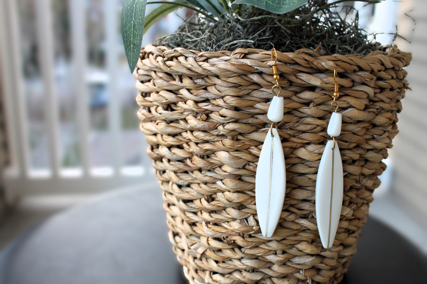 African Ivory Ethnic Earrings