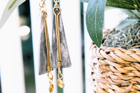 African Kengele Gray Bone Earrings