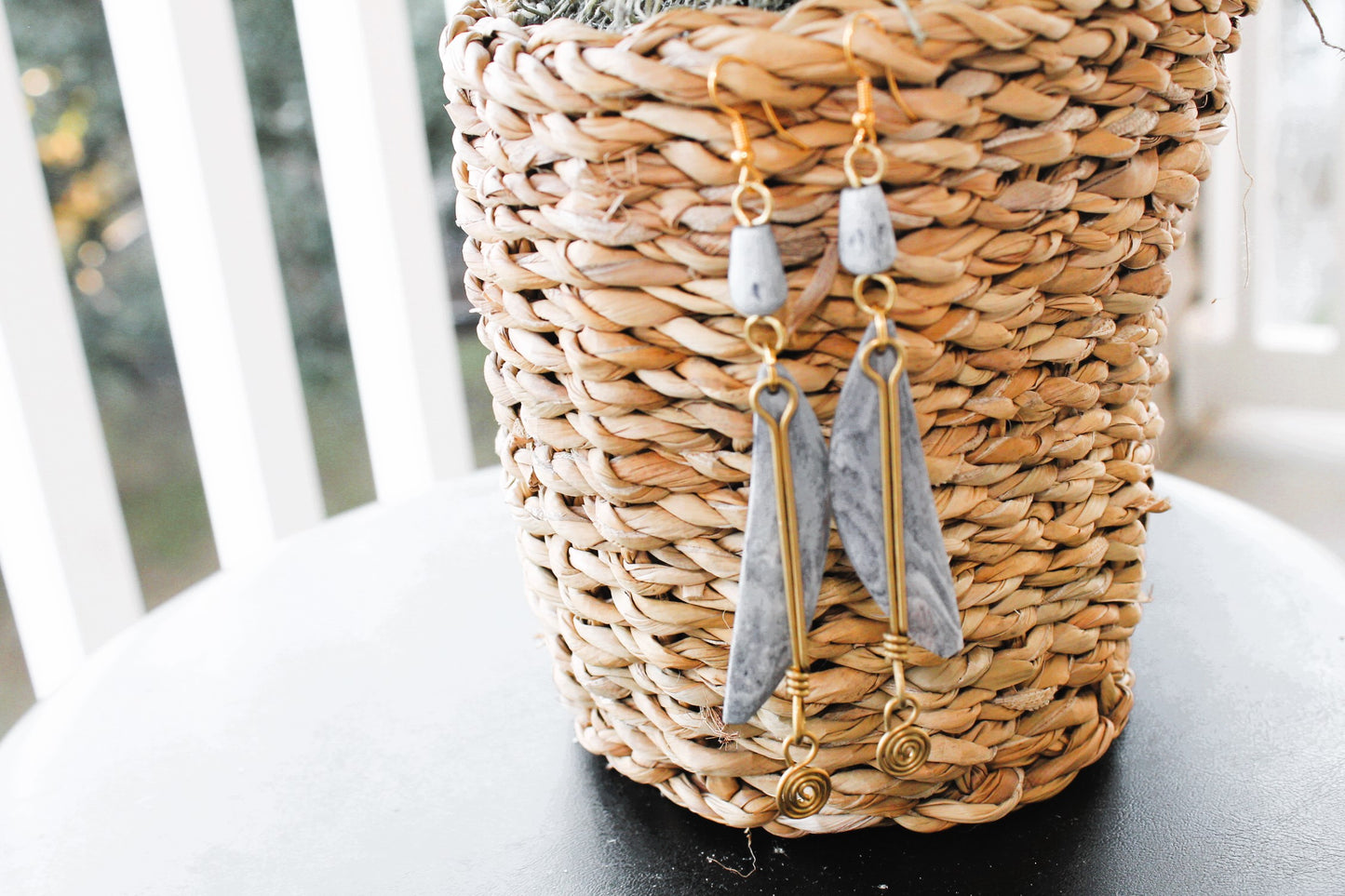 African Gray Handmade Earrings