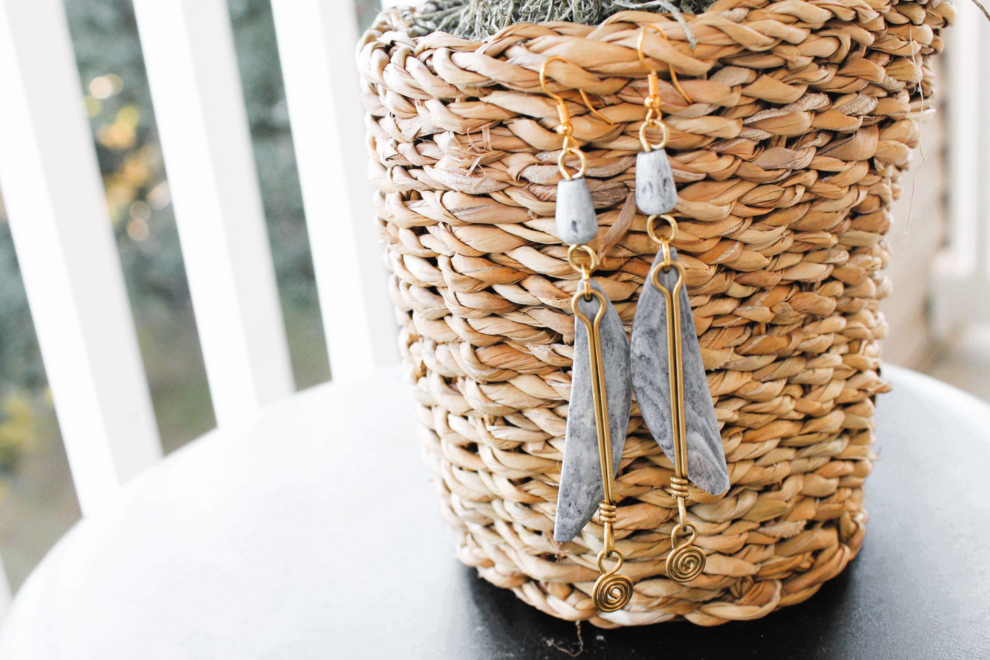 African Gray Handmade Earrings