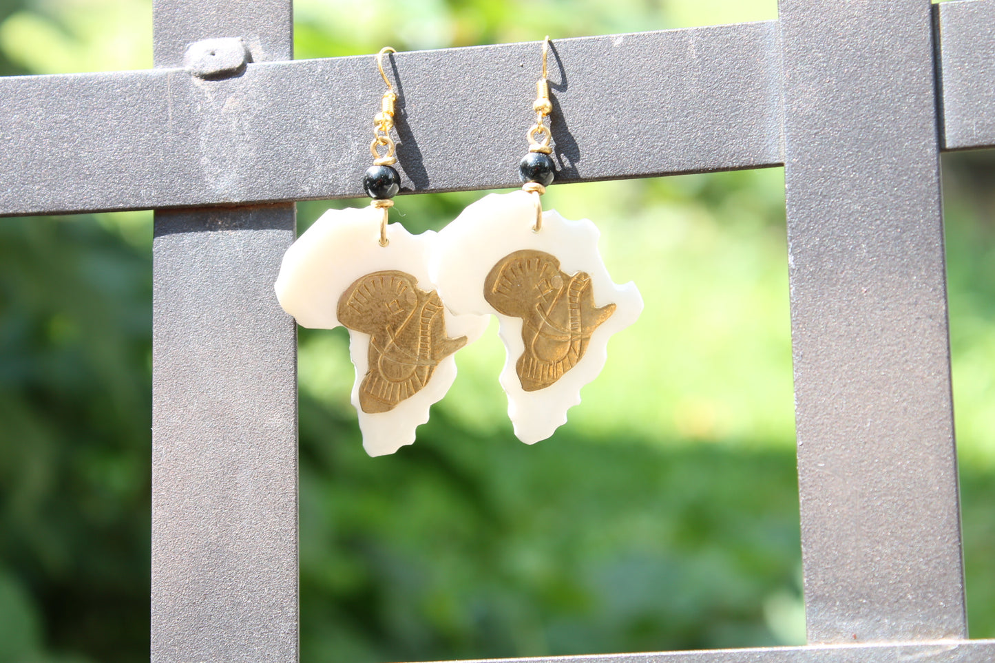 Horn Brass Elephant Africa Earrings