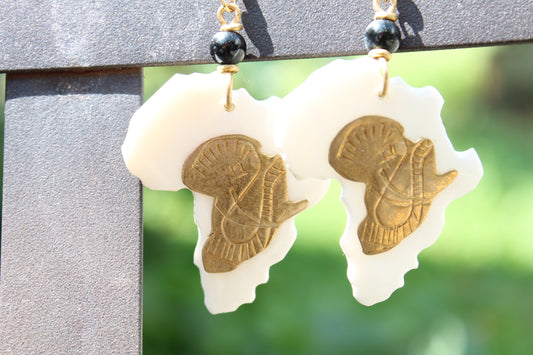 Horn Brass Elephant Africa Earrings