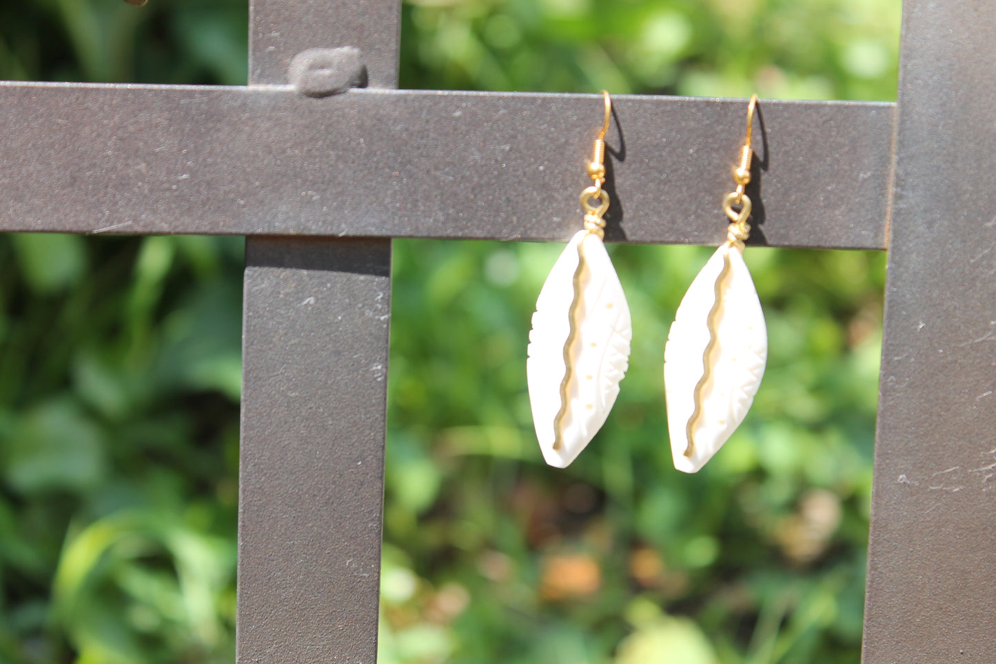 Brass Snake on Ivory Carved Mask Earrings