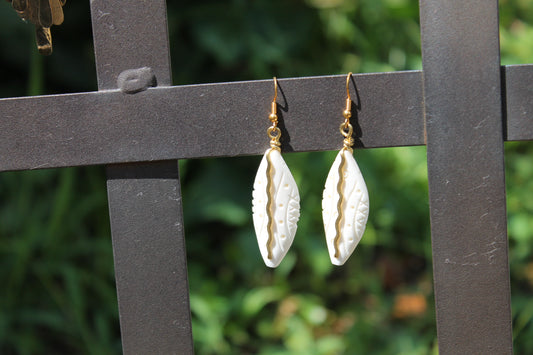 Brass Snake on Ivory Carved Mask Earrings