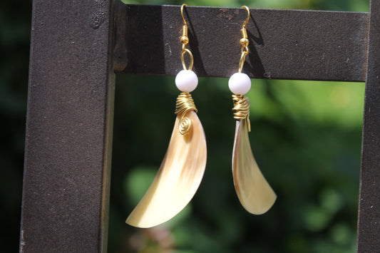 Ivory African Horn Earrings