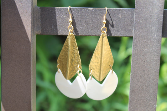African Diamond Brass Ivory Earrings